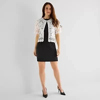 Rabbit Design Womens Round Neck Short Sleeve Geometric Shrug