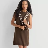 MSK Womens Sleeveless Striped Sweater Dress