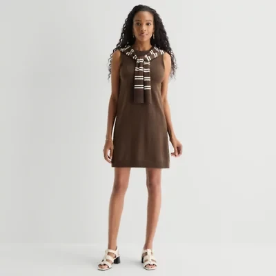 MSK Womens Sleeveless Striped Sweater Dress