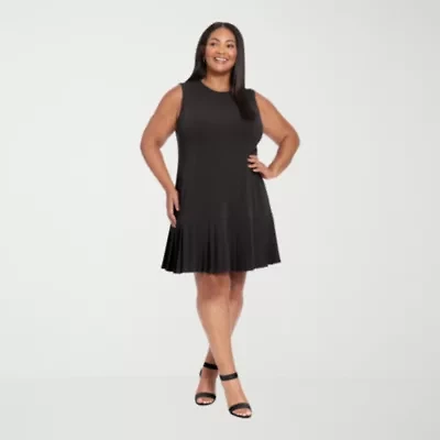 London Times Womens Plus Sleeveless Shift Dress