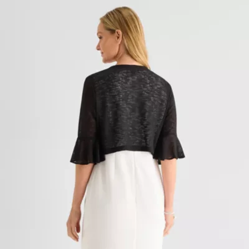 Perceptions Womens Petite 3/4 Sleeve Shrug