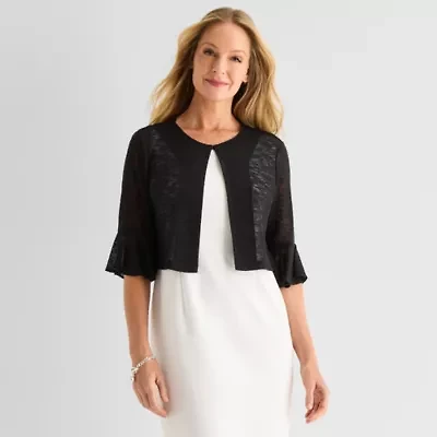 Perceptions Womens Petite 3/4 Sleeve Shrug