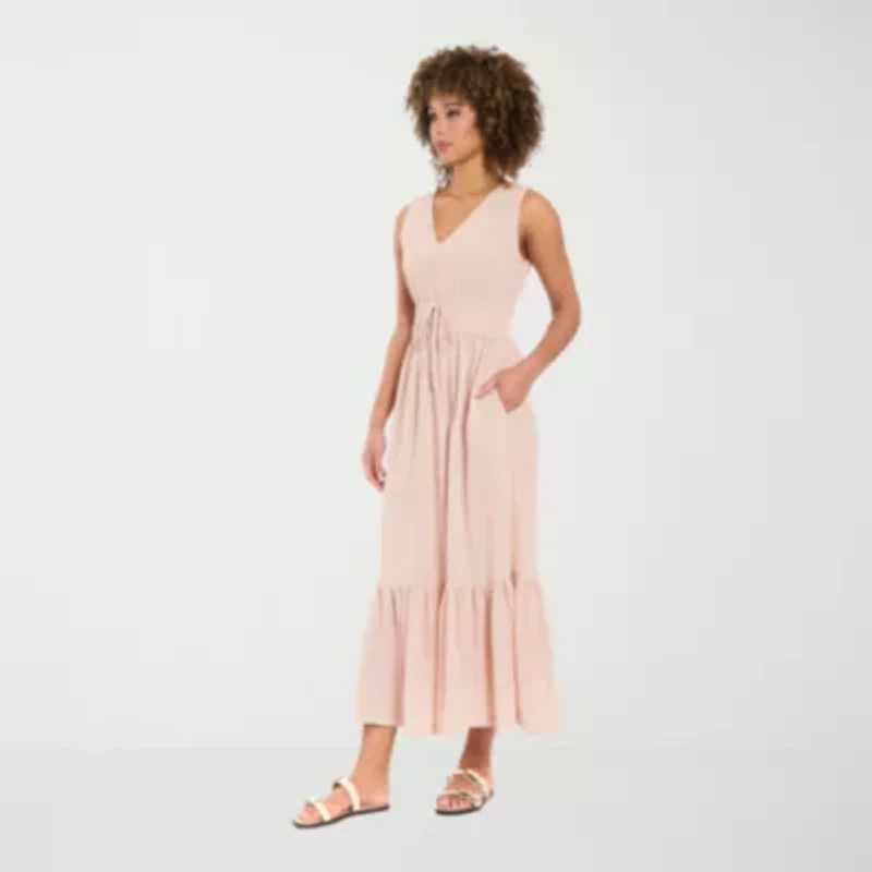 London Times Womens Petite Sleeveless Maxi Dress