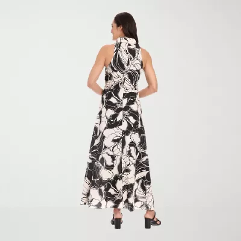 London Times Womens Petite Sleeveless Floral Maxi Dress