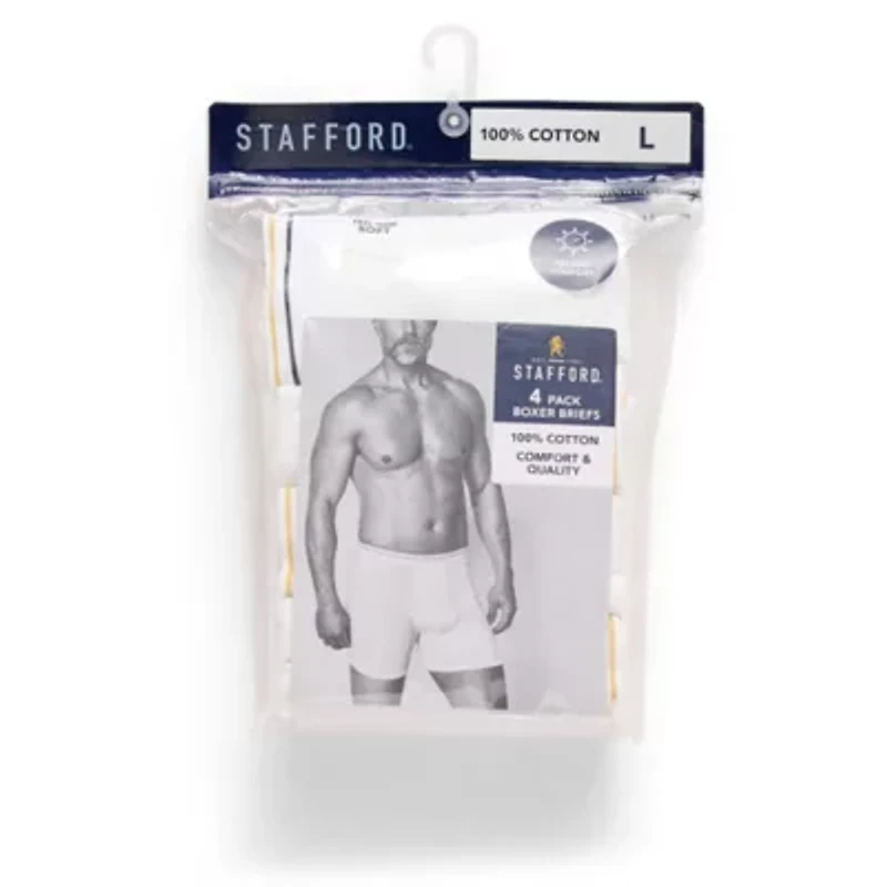 Stafford Cotton Mens 4 Pack Boxer Briefs 302866