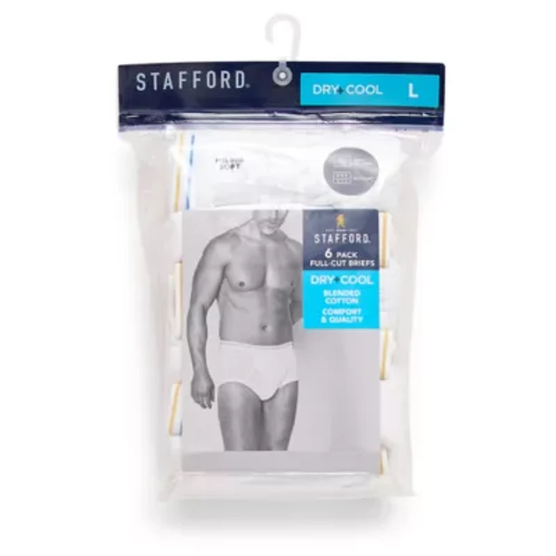 Stafford Dry + Cool Full Cut Mens 6 Pack Briefs 302872