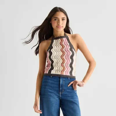 Arizona Womens Juniors Halter Neck Sleeveless Tank Top