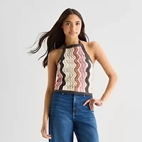 Arizona Womens Juniors Halter Neck Sleeveless Tank Top