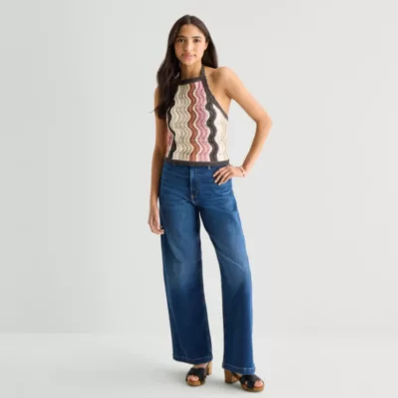 Arizona Womens Juniors Halter Neck Sleeveless Tank Top