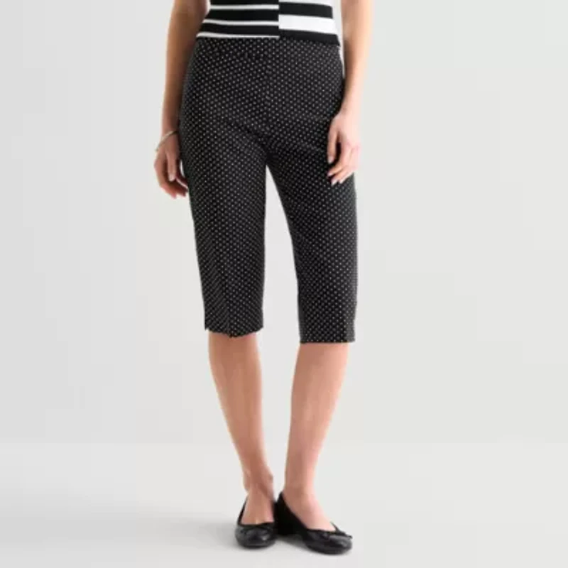 Liz Claiborne Lisa Womens Stretch Fabric Straight Mid Rise Capri Pant