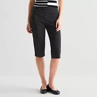 Liz Claiborne Lisa Womens Stretch Fabric Straight Mid Rise Capri Pant