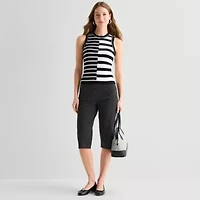 Liz Claiborne Lisa Womens Stretch Fabric Straight Mid Rise Capri Pant