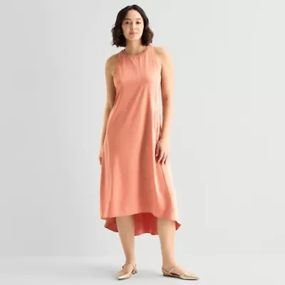 Stylus Easy Tank Womens Crew Neck Sleeveless Maxi Dress