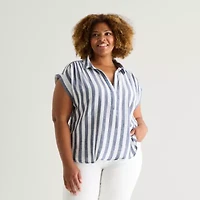 St. John's Bay Womens Plus Short Sleeve Blouse