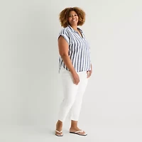 St. John's Bay Womens Plus Short Sleeve Blouse