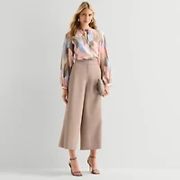 Worthington Womens Tall Wide Leg High Rise Cropped Pant