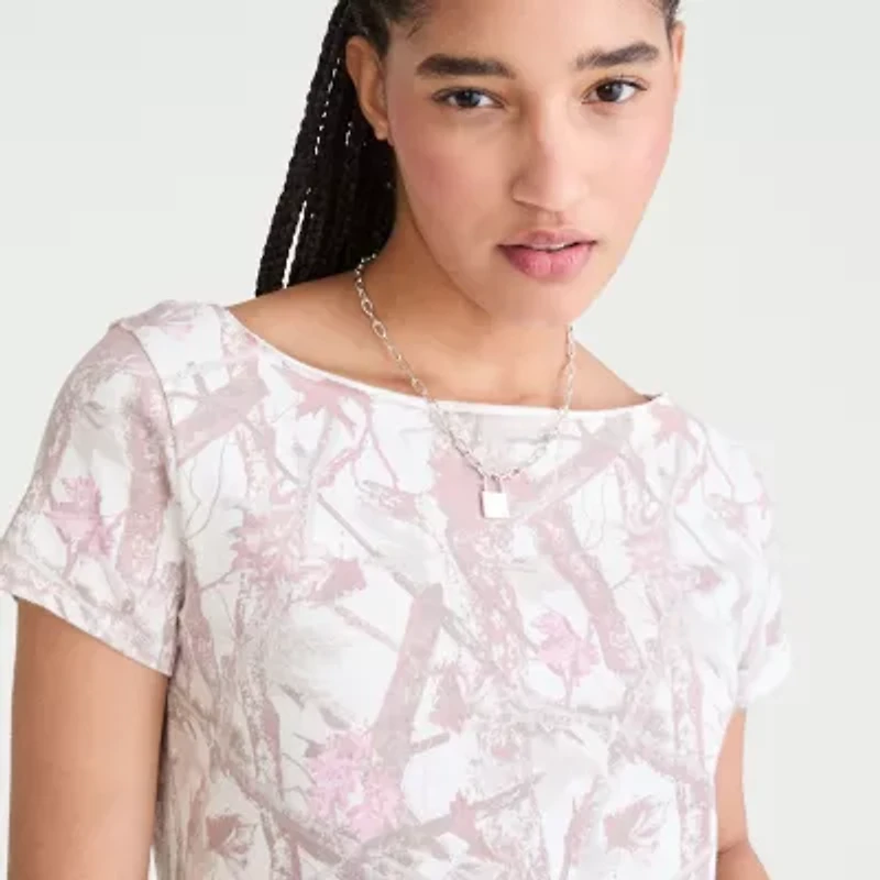 AEROPOSTALE Womens Juniors Boat Neck Short Sleeve T-Shirt