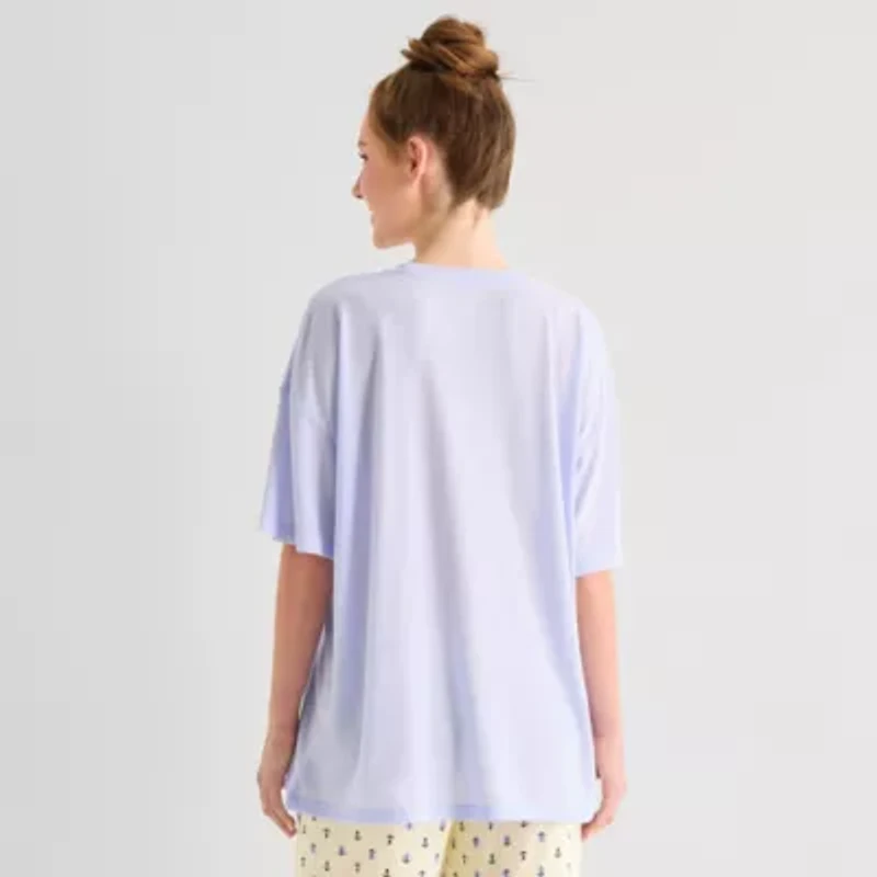 Arizona Body Womens Crew Neck Short Sleeve Juniors Pajama Top