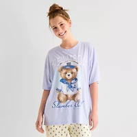 Arizona Body Womens Crew Neck Short Sleeve Juniors Pajama Top