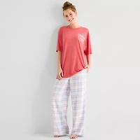 Arizona Body Womens Crew Neck Short Sleeve Juniors Pajama Top