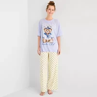 Arizona Body Womens Crew Neck Short Sleeve Juniors Pajama Top