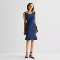 Maya Brooke Womens Embellished Plaid Jacket Dress