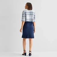 Maya Brooke Womens Embellished Plaid Jacket Dress