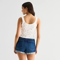 Arizona Womens Juniors Scoop Neck Sleeveless Tank Top