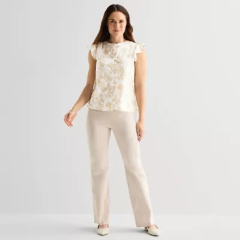 Liz Claiborne Cotton Womens Crew Neck Sleeveless Blouse