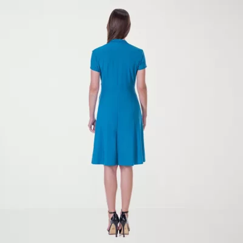 24seven Comfort Apparel Womens Short Sleeve Wrap Dress