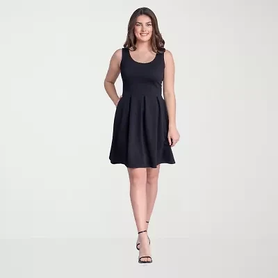 24seven Comfort Apparel Womens Sleeveless Fit + Flare Dress