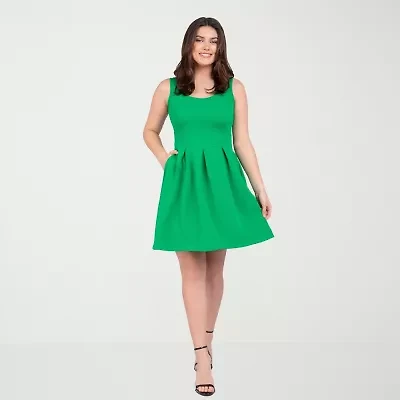 24seven Comfort Apparel Womens Sleeveless Fit + Flare Dress