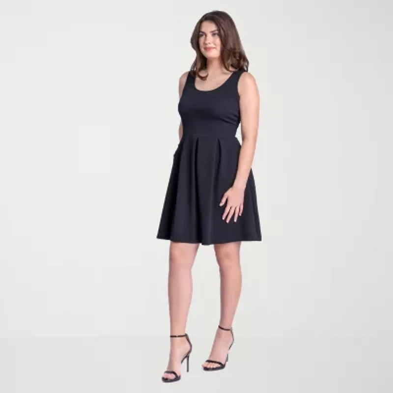 24seven Comfort Apparel Womens Sleeveless Fit + Flare Dress