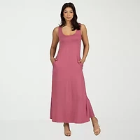 24seven Comfort Apparel Womens Scoop Neck Sleeveless Maxi Dress