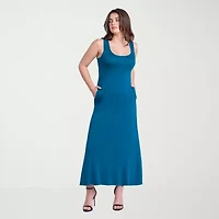 24seven Comfort Apparel Womens Scoop Neck Sleeveless Maxi Dress