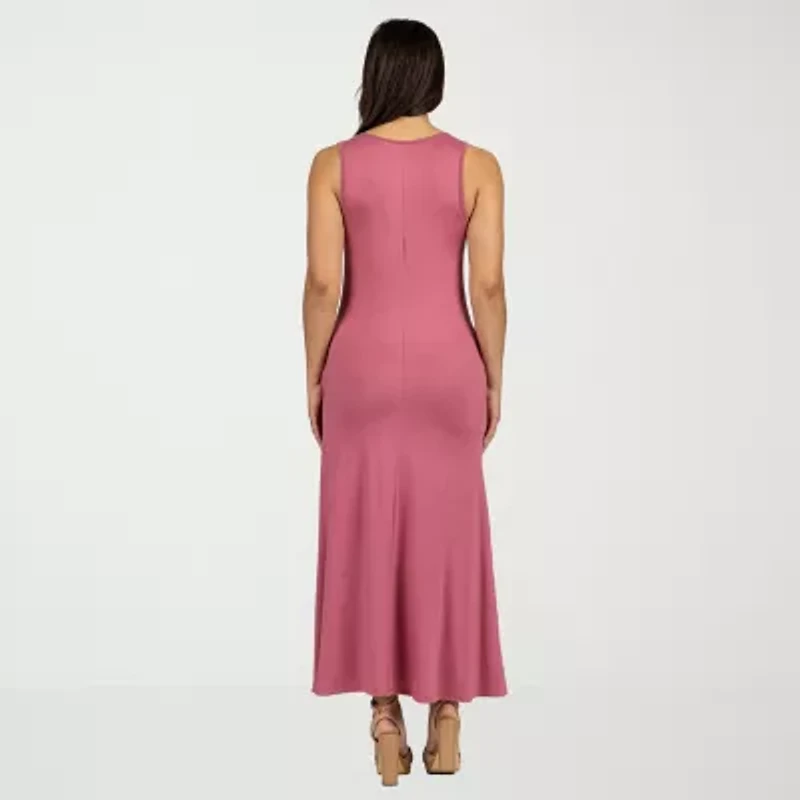 24seven Comfort Apparel Womens Scoop Neck Sleeveless Maxi Dress