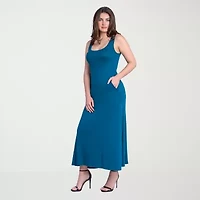 24seven Comfort Apparel Womens Scoop Neck Sleeveless Maxi Dress