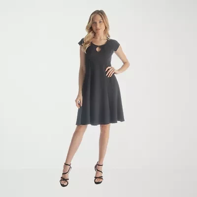 24seven Comfort Apparel Womens Short Sleeve Fit + Flare Dress