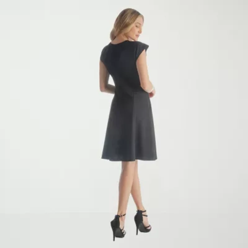 24seven Comfort Apparel Womens Short Sleeve Fit + Flare Dress