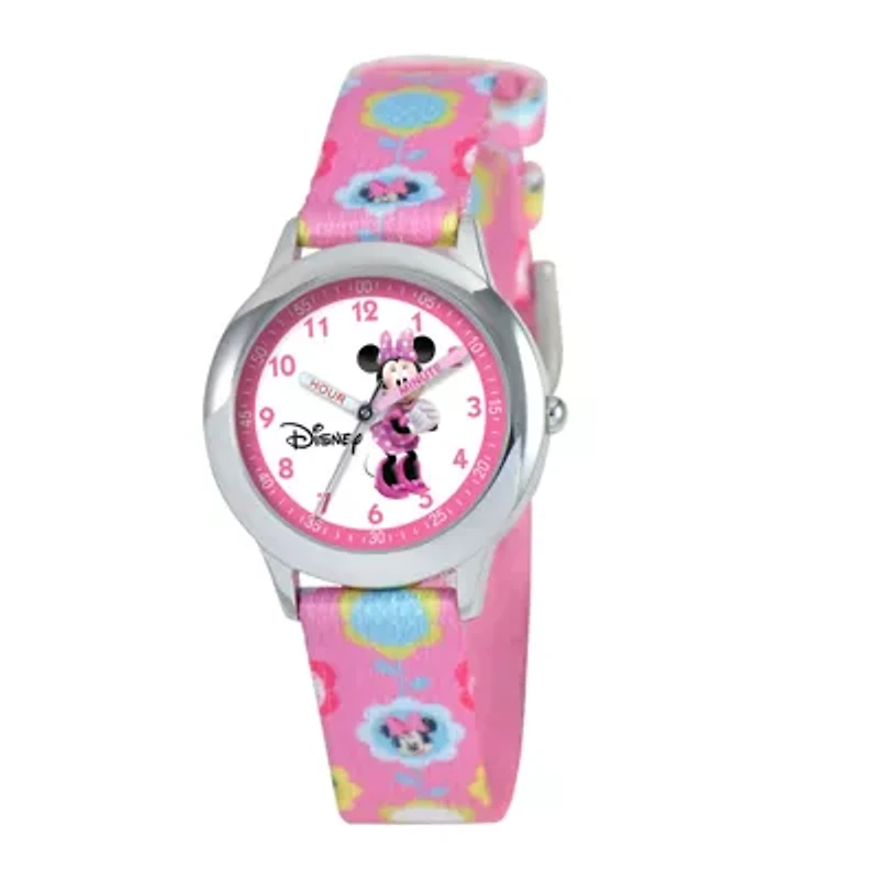 Disney Time Teacher Minnie Mouse Kids Pink Graphic Strap Watch