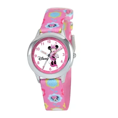 Disney Time Teacher Minnie Mouse Kids Pink Graphic Strap Watch