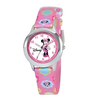 Disney Time Teacher Minnie Mouse Kids Pink Graphic Strap Watch