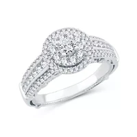 Womens 1 CT. T.W. Natural Diamond 10K White Gold Round Engagement Ring