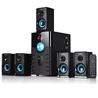 beFree Sound 5.1 Channel Surround Sound Bluetooth Speaker System- Blue