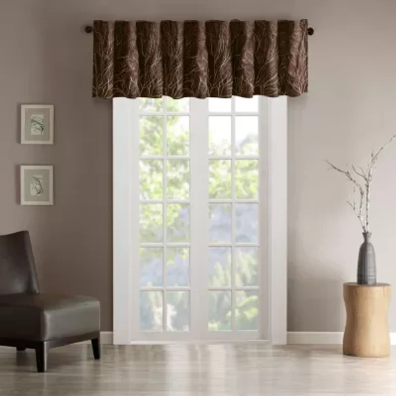 Madison Park Eliza Embroidery Faux Silk 50"W X 18"L Rod Pocket Tailored Valance