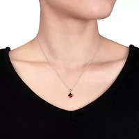Womens Lab Created Red Ruby Sterling Silver 18 Inch Pendant Necklace