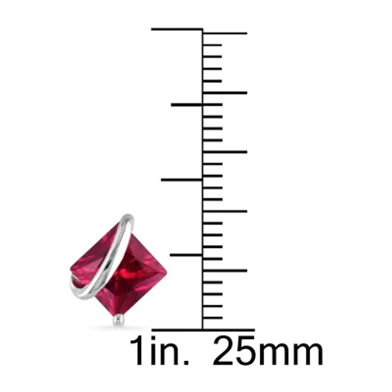 Lab Created Red Ruby Sterling Silver 9.8mm Stud Earrings