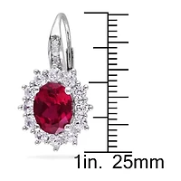 Womens Diamond Accent Lab Created Red Ruby Sterling Silver Drop Earrings