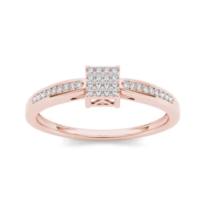 1/6 CT.T.W. Natural Diamond 10K Rose Gold Engagement Ring