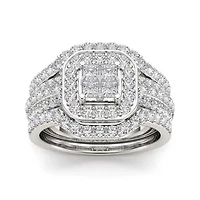 1 3/4 CT.T.W. Natural Diamond 10K White Gold Bridal Set